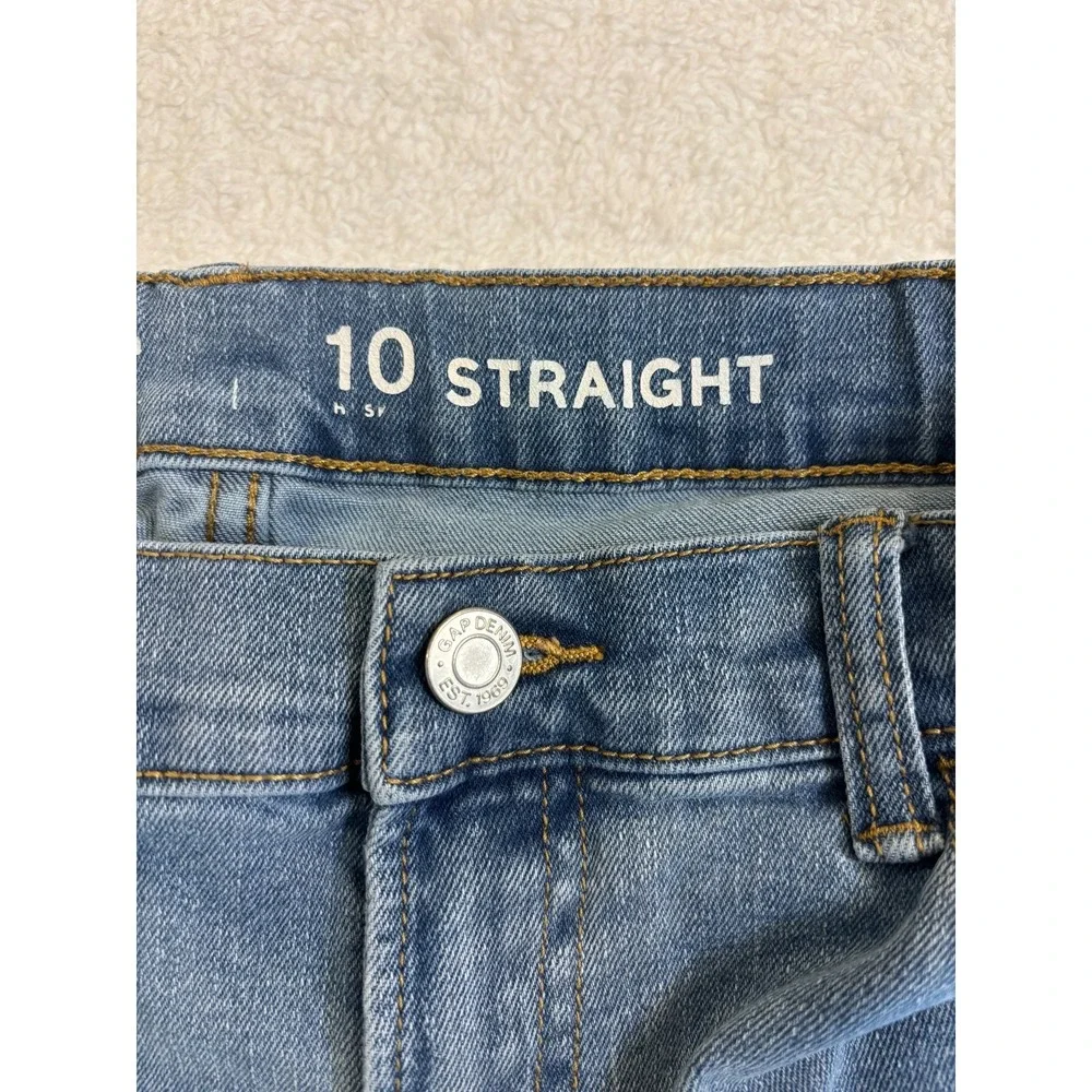 Gap Jeans Kids 10 Blue Denim Medium‎ Wash 24 Inseam Cotton Stretch Straight Leg